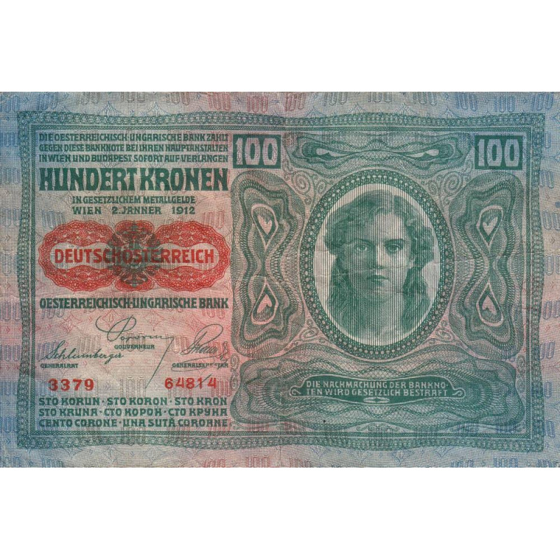 Autriche - Pick 56_1 - 100 kronen - 1919 - Etat : TB+