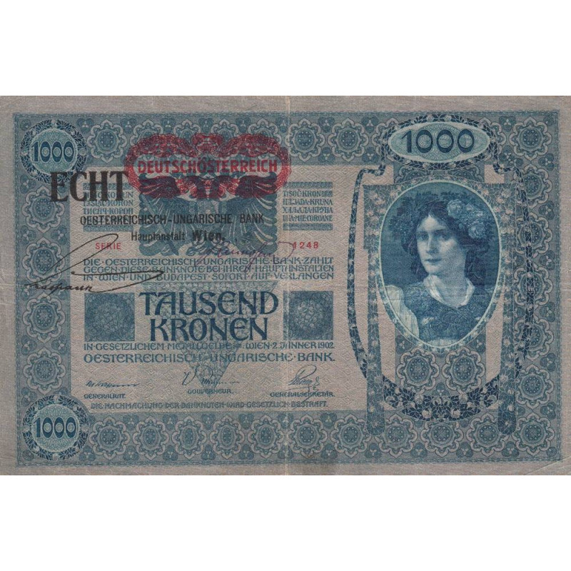 Autriche - Pick 58 - 1'000 kronen - 1919 - Etat : TTB