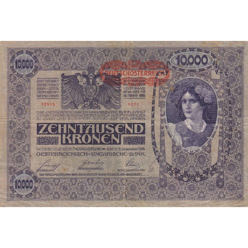Autriche - Pick 65 - 10'000 kronen - 1919 - Etat : TB