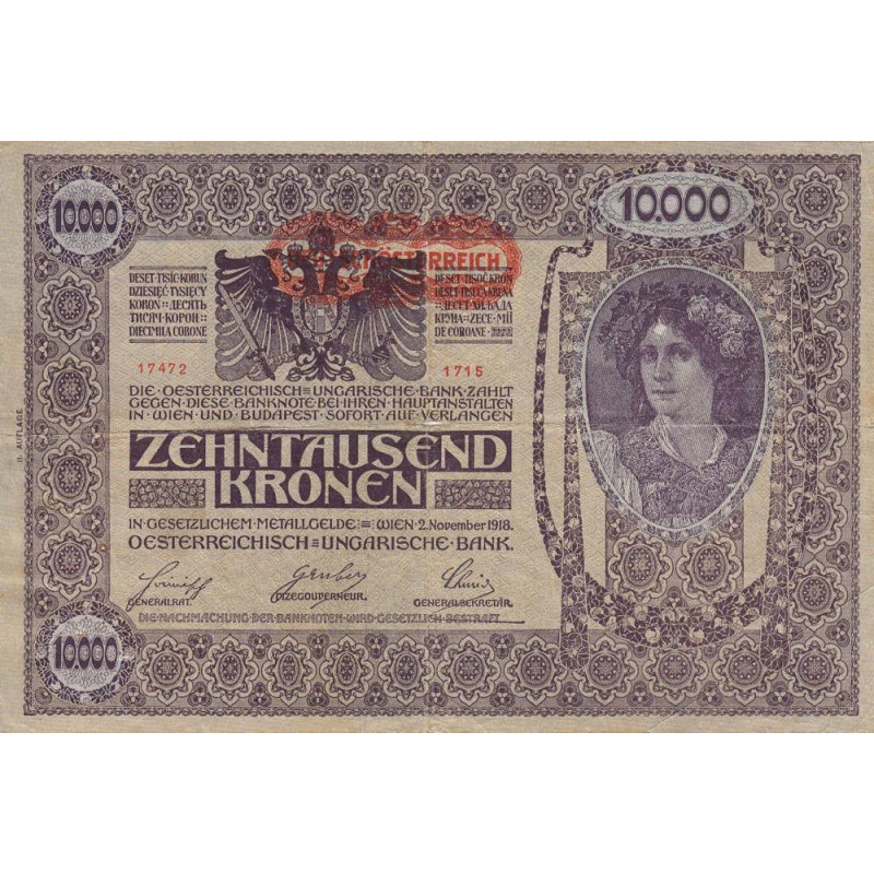 Autriche - Pick 66_2 - 10'000 kronen - 1919 - Etat : TB