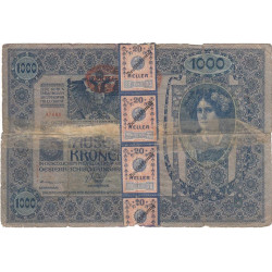 Autriche - Pick 61_2 - 1'000 kronen - 1920 - Avec timbres de 20 heller - Etat : AB