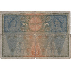 Autriche - Pick 61_2 - 1'000 kronen - 1919 - Avec timbres de 20 heller - Etat : AB