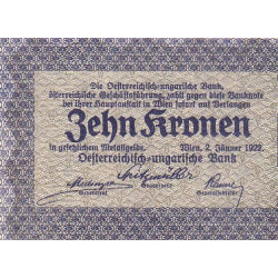 Autriche - Pick 75 - 10 kronen - 02/01/1922 - Etat : SUP+