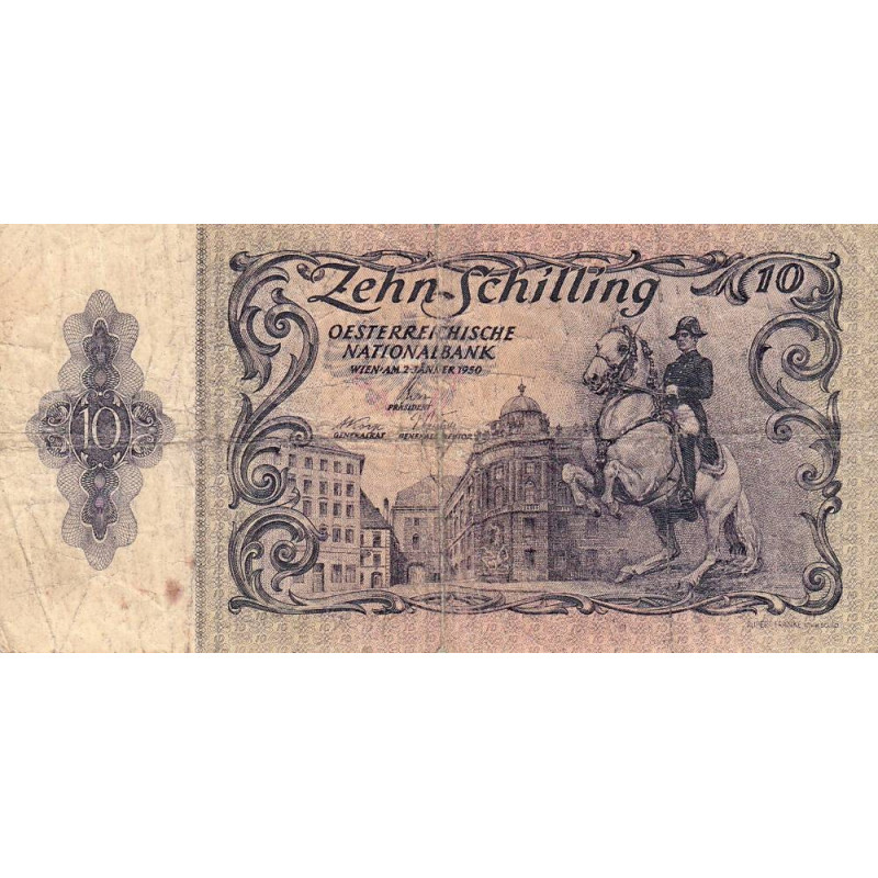 Autriche - Pick 127 - 10 shilling - 02/01/1950 - Etat : B+