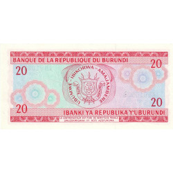 Burundi - Pick 27a_3 - 20 francs - Série AW - 01/12/1981 - Etat : NEUF