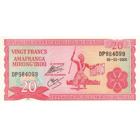 Burundi - Pick 27d_4 - 20 francs - Série DP - 05/02/2005 - Etat : NEUF