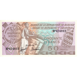 Burundi - Pick 28c_3 - 50 francs - Série BP - 01/10/1991 - Etat : NEUF