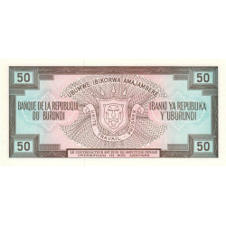 Burundi - Pick 28c_3 - 50 francs - Série BP - 01/10/1991 - Etat : NEUF