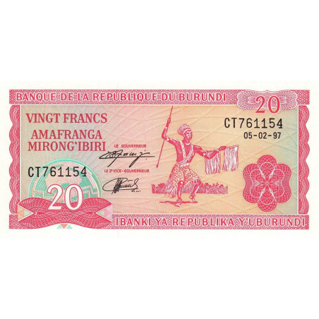 Burundi - Pick 27d_1 - 20 francs - Série CT - 05/02/1997 - Etat : NEUF