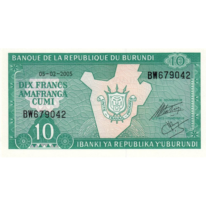 Burundi - Pick 33e_1 - 10 francs - Série BW - 05/02/2005 - Etat : NEUF