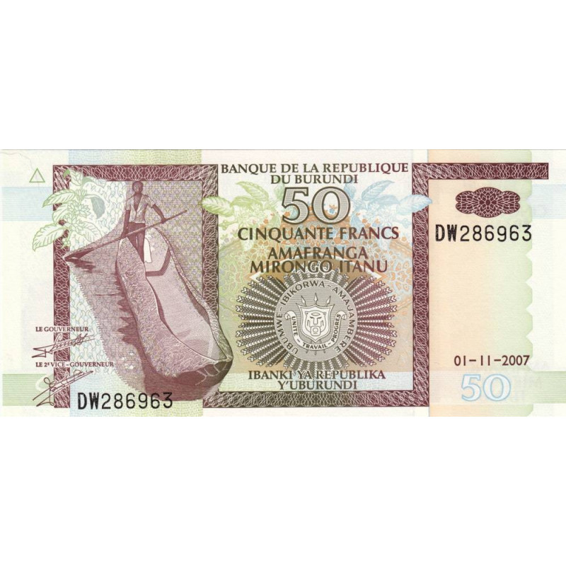 Burundi - Pick 36g - 50 francs - Série DW - 01/11/2007 - Etat : NEUF