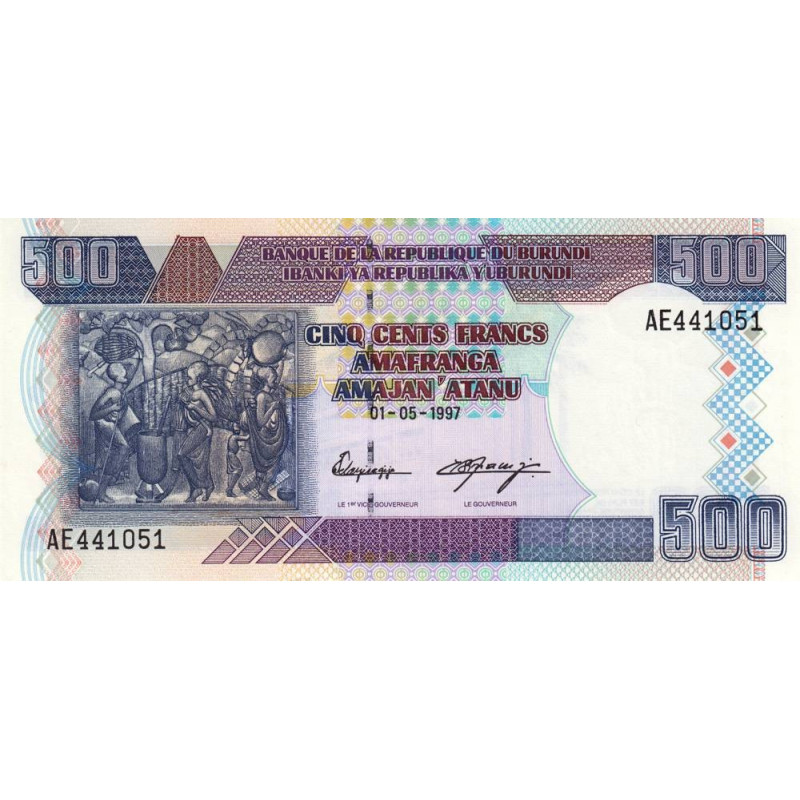 Burundi - Pick 38a - 500 francs - Série AE - 01/05/1997 - Etat : NEUF