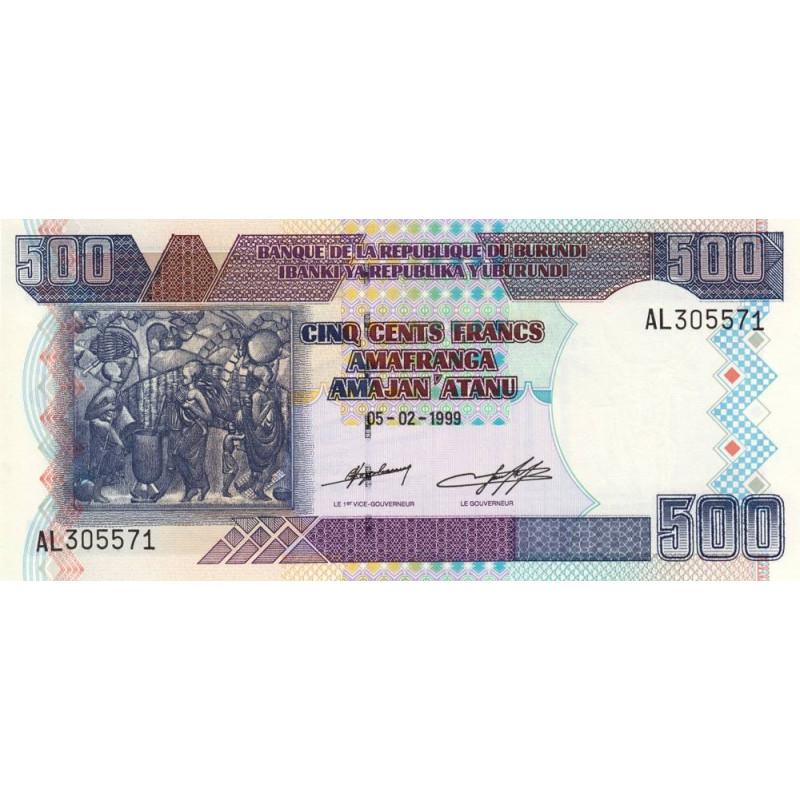 Burundi - Pick 38b - 500 francs - Série AL - 05/02/1999 - Etat : NEUF