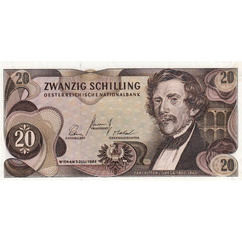 Autriche - Pick 142 - 20 schilling - Série J U - 02/07/1967 - Etat : NEUF