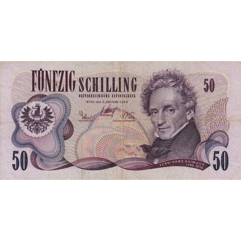 Autriche - Pick 143 - 50 schilling - Série A P- 02/01/1970 - Etat : TB+