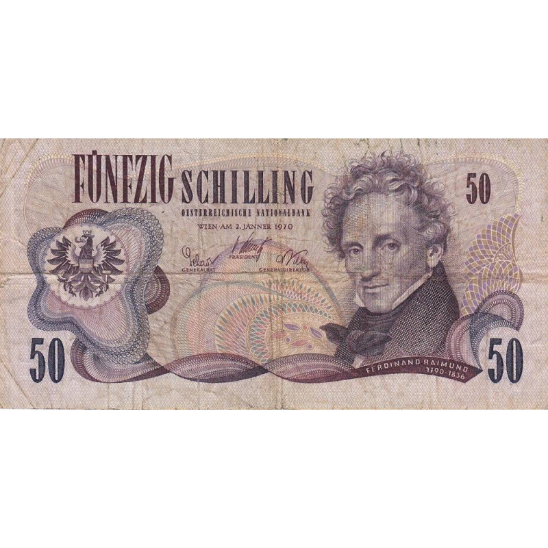 Autriche - Pick 143 - 50 schilling - Série B I - 02/01/1970 - Etat : TB-
