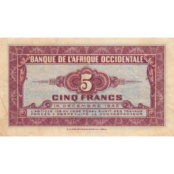 AOF - Pick 28a_1 - 5 francs - 14/12/1942 - Etat : TTB+