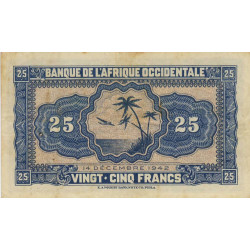 AOF - Pick 30a - 25 francs - 14/12/1942 - Etat : TTB-