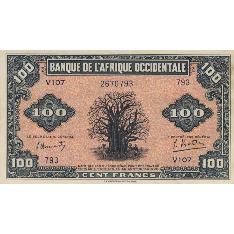 AOF - Pick 31a - 100 francs - 14/12/1942 - Etat : SUP+