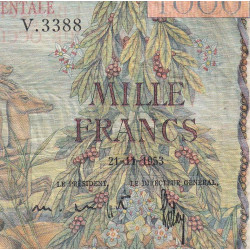 AOF - Pick 42_b9 - 1'000 francs - Série V.3388 - 21/11/1953 - Etat : TB