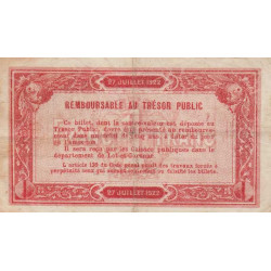 Agen - Pirot 2-17 - 1 franc - 27/07/1922 - Etat : TTB