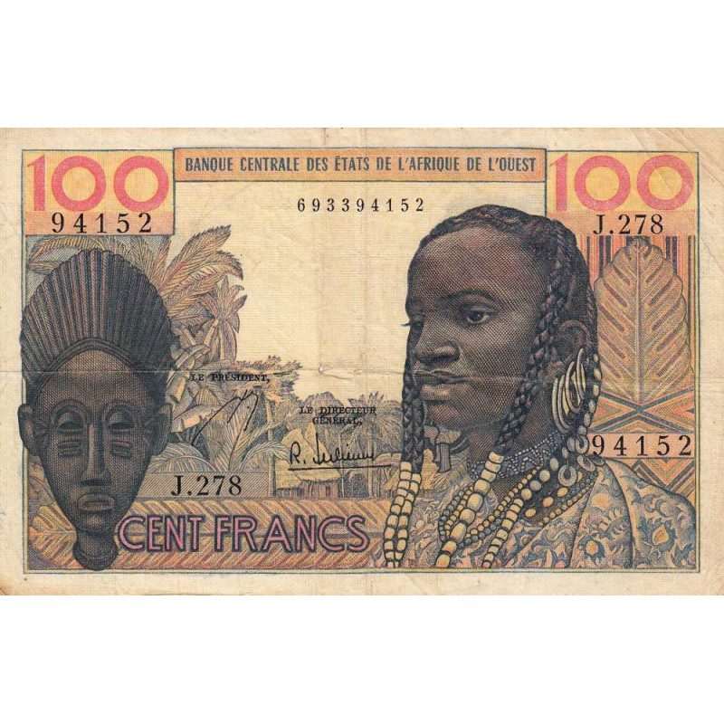 Etats Afrique Ouest - Pick 2b - 100 francs - Série J.278 - 1966 - Etat : TB