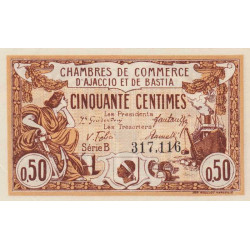 Ajaccio & Bastia - Pirot 3-6 - 50 centimes - Série B - 08/01/1918 - Etat : SPL
