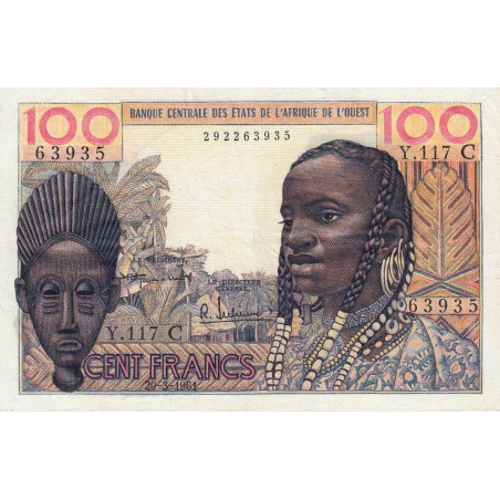 Burkina-Faso - Pick 301Ca - 100 francs - Série Y.117 - 20/03/1961 - Etat : TTB+