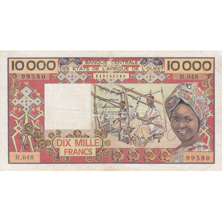 Burkina-Faso - Pick 309Ch - 10'000 francs - Série R.048 - Sans date (1991) - Etat : TB+