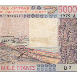 Côte d'Ivoire - Pick 108Ac - 5'000 francs - Série Q.2 - 1979 - Etat : TB-