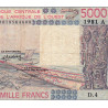 Côte d'Ivoire - Pick 108Ah - 5'000 francs - Série D.4 - 1981 - Etat : TB-