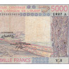 Côte d'Ivoire - Pick 108Ap - 5'000 francs - Série V.8 - 1987 - Etat : B+