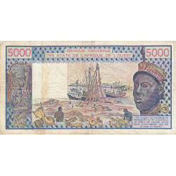 Côte d'Ivoire - Pick 108Ag - 5'000 francs - Série W.010 (remplacement) - 1989 - Etat : TB-