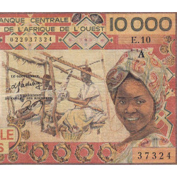Côte d'Ivoire - Pick 109Ab - 10'000 francs - Série E.10 - Sans date (1979) - Etat : B+