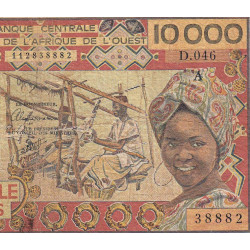 Côte d'Ivoire - Pick 109Aj - 10'000 francs - Série D.046 - Sans date (1991) - Etat : B