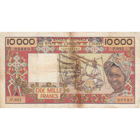 Côte d'Ivoire - Pick 109Ak - 10'000 francs - Série P.052 - Sans date (1992) - Etat : B