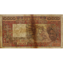 Côte d'Ivoire - Pick 109Ak - 10'000 francs - Série P.052 - Sans date (1992) - Etat : B