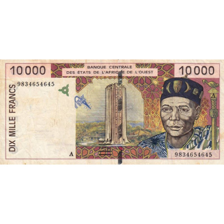 Côte d'Ivoire - Pick 114Ag - 10'000 francs - 1998 - Etat : TB