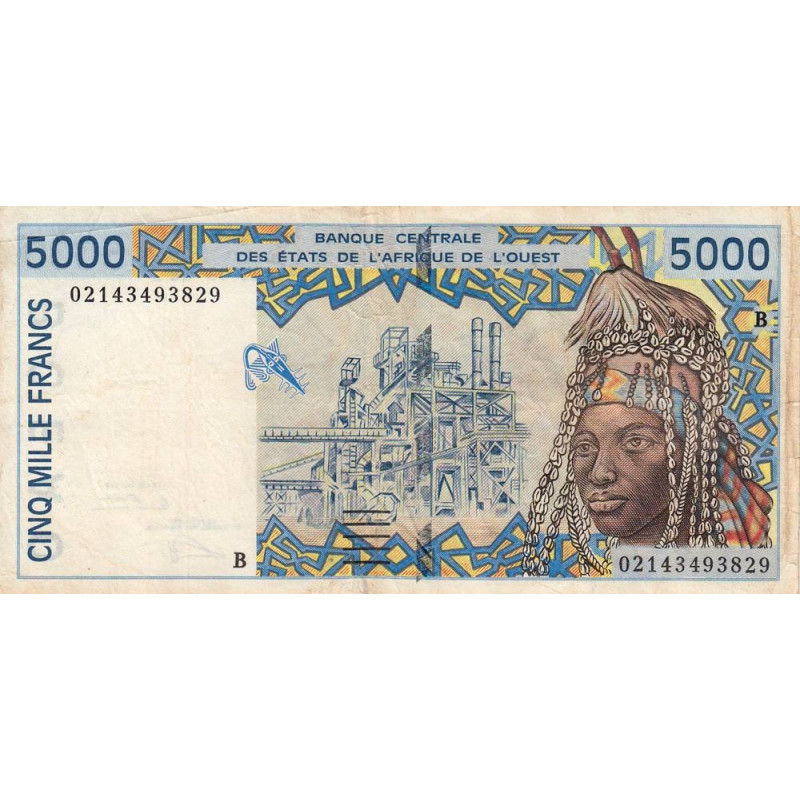 Bénin - Pick 213Bl - 5'000 francs - 2002 - Etat : TB