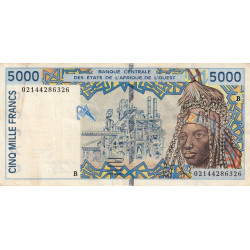 Bénin - Pick 213Bl - 5'000 francs - 2002 - Etat : TTB-