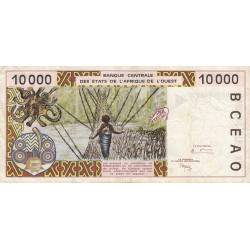 Bénin - Pick 214Bg - 10'000 francs - 1998 - Etat : TB