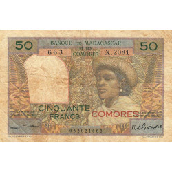 Comores - Pick 2b - 50 francs - 1963 - Etat : TB-