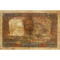 Comores - Pick 2b_2 - 50 francs - Série X.2081 - 1963 - Etat : TB-