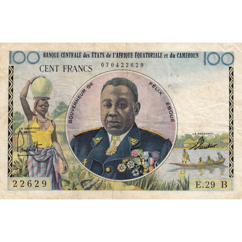 Centrafrique - Afrique Equatoriale - Pick 1b - 100 francs - Série E.29 - 1961 - Etat : TB+