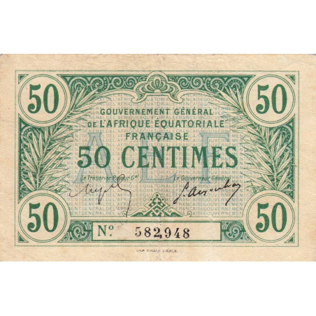 AEF - Pick 1a_1 - 50 centimes - 1917 - Etat : TTB