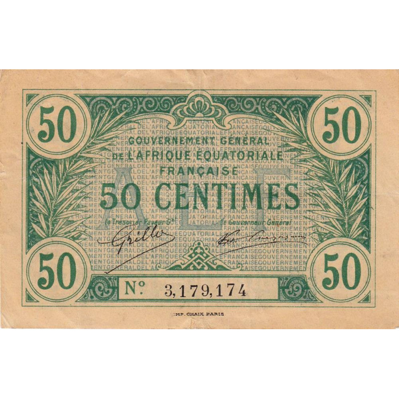 AEF - Pick 1a_3 - 50 centimes - 1917 - Etat : TTB+