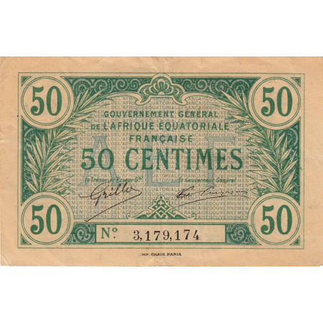 AEF - Pick 1a_3 - 50 centimes - 1917 - Etat : TTB+