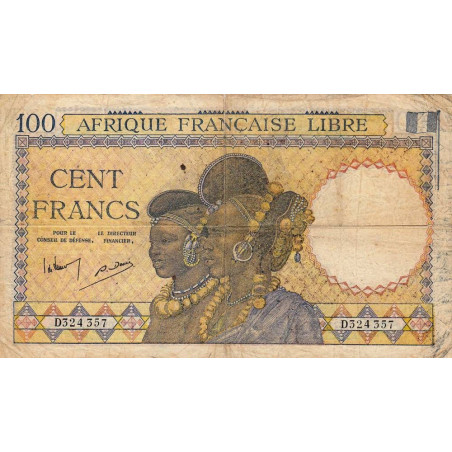 AEF - Pick 8_1 - 100 francs - Série D - 31/05/1943 - Etat : TB