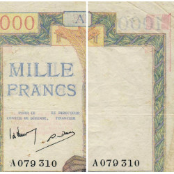 AEF - Pick 9 - 1'000 francs - Série A - 31/07/1942 - Etat : TTB+
