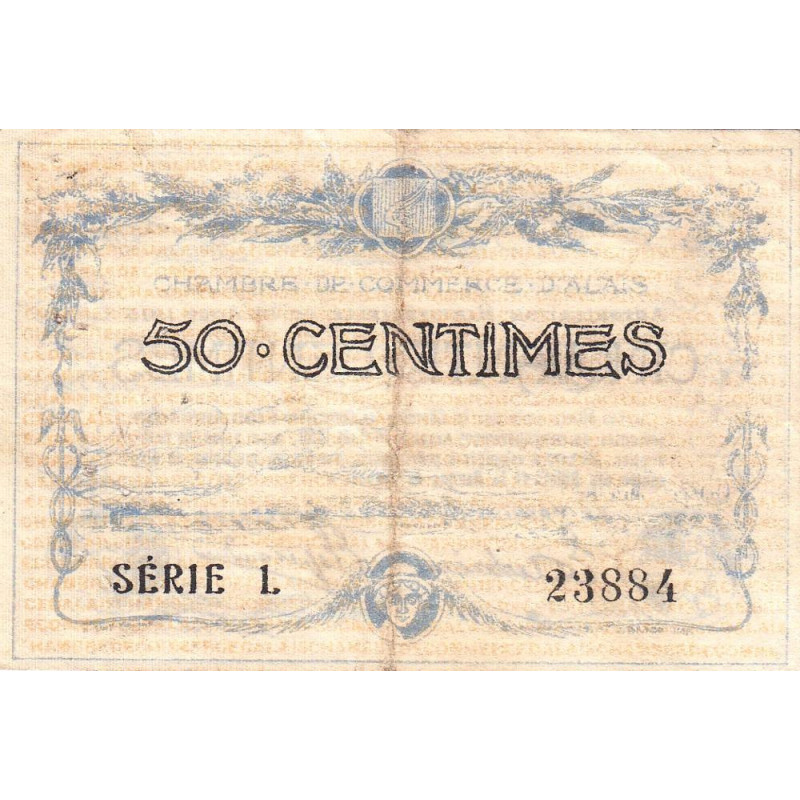 Alais (Alès) - Pirot 4-1 - 50 centimes - Série L - 16/08/1915 - Etat : TB+